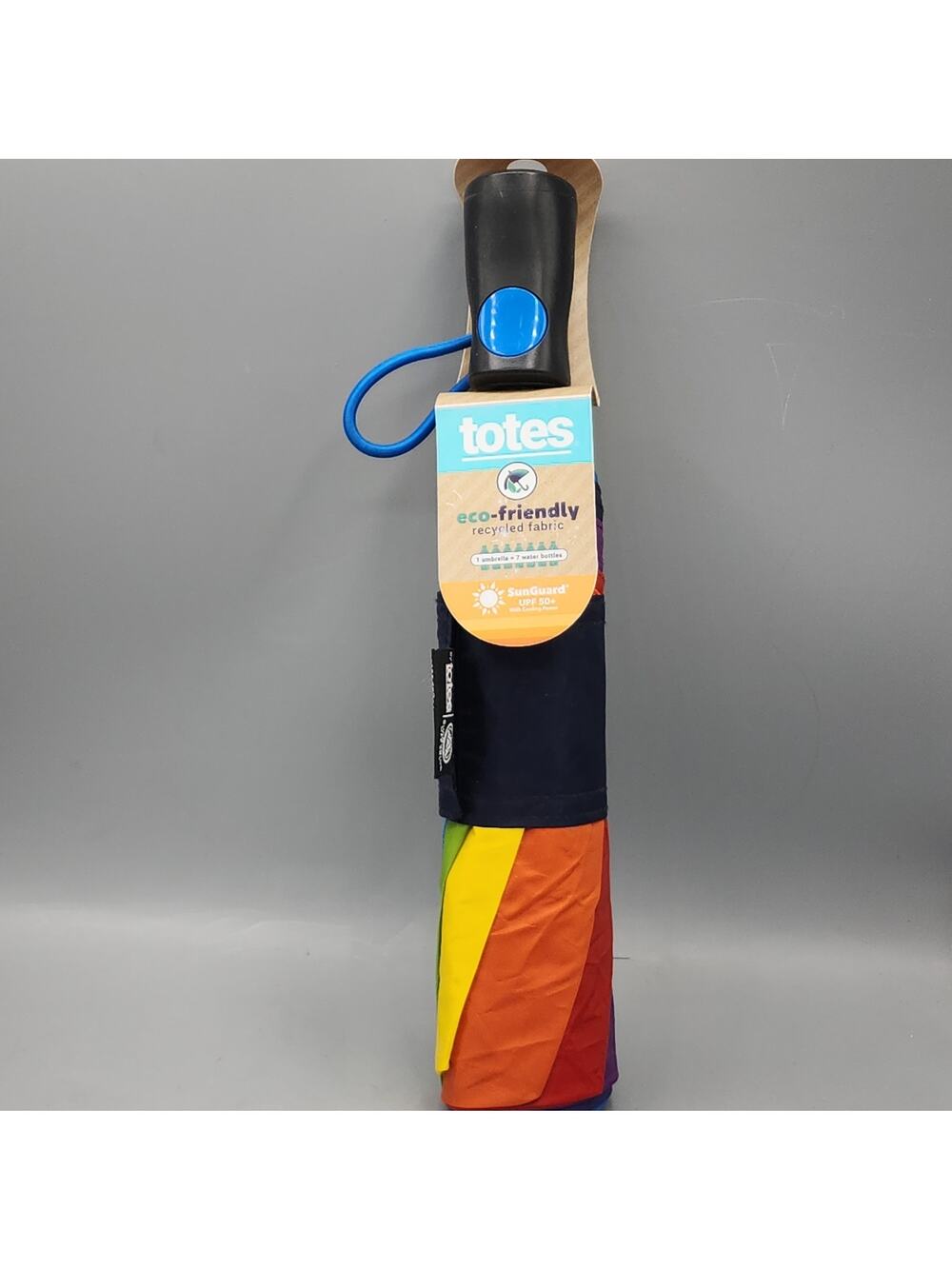Totes Auto Open Umbrella with 42" Coverage 1 Person New Rainbow Color
